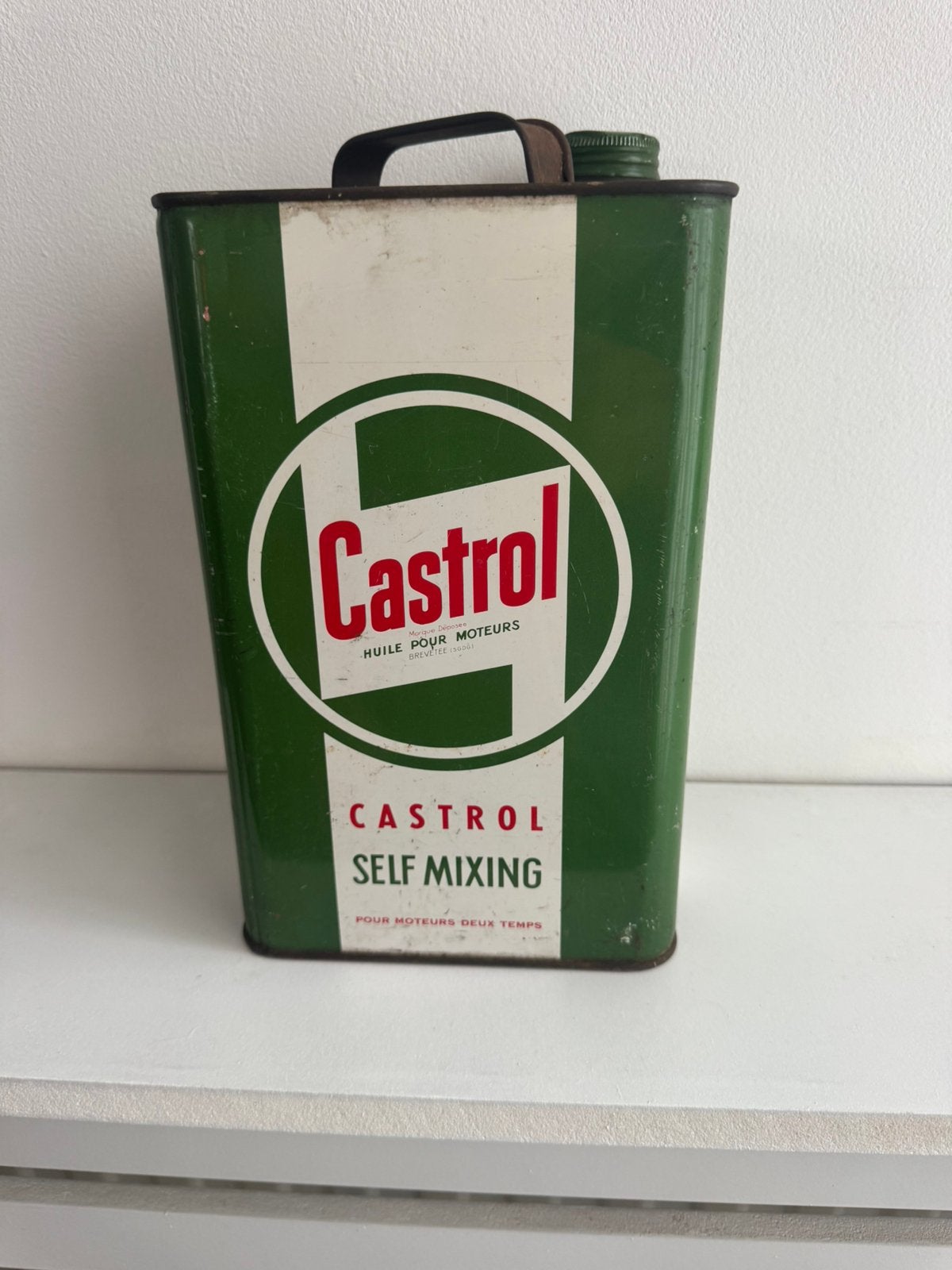 Oude Vintage Castrol Self Mixing Olie blik 6 liter Frankrijk, Ophalen of Verzenden, Gebruikt, Gebruiksvoorwerp