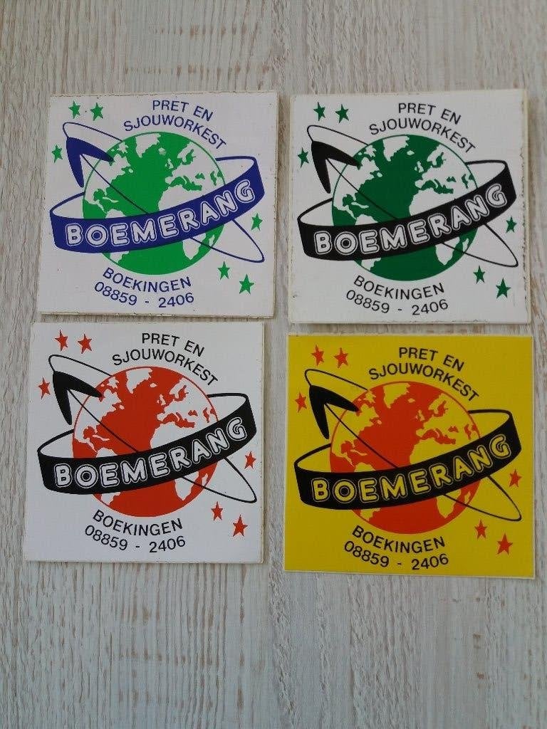 4 stickers Pret en Sjouworkest BOEMERANG, Verzamelen, Ophalen of Verzenden, Zo goed als nieuw, Overige typen