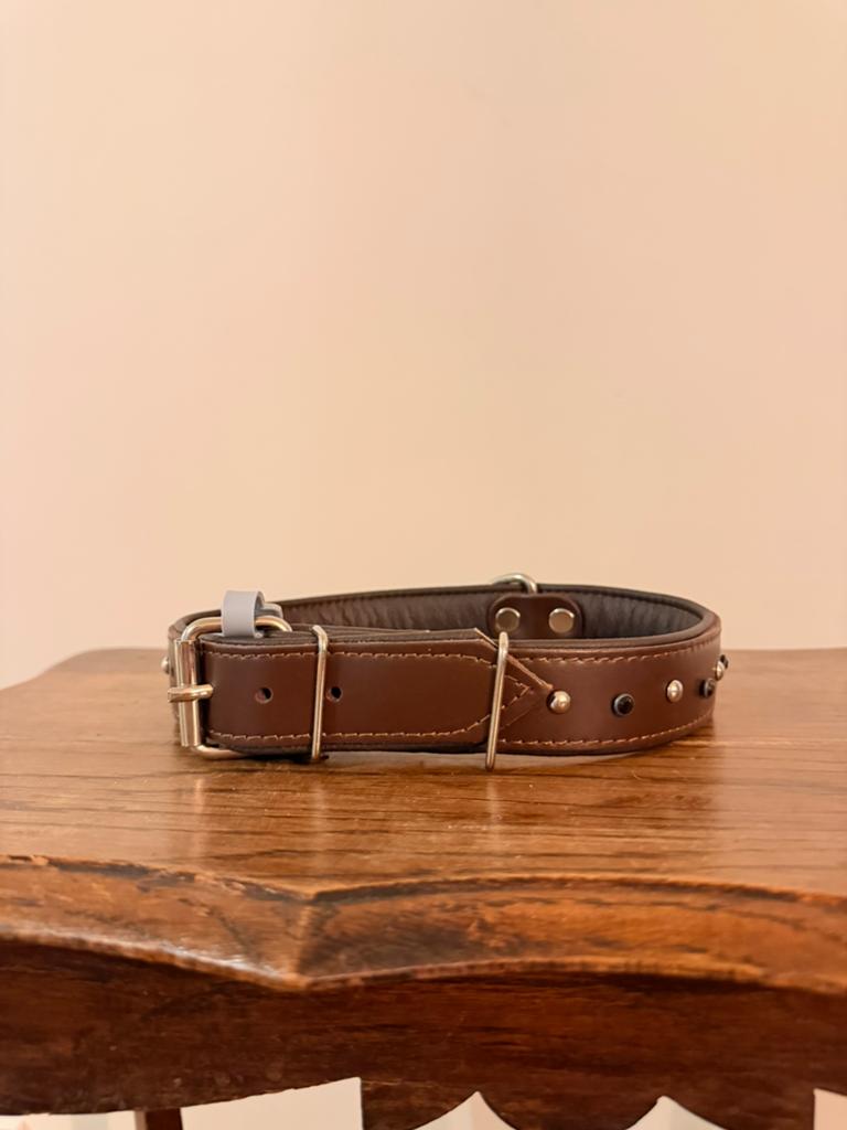Nieuwe bruin leren halsband met Swarovski, Ophalen of Verzenden, Nieuw