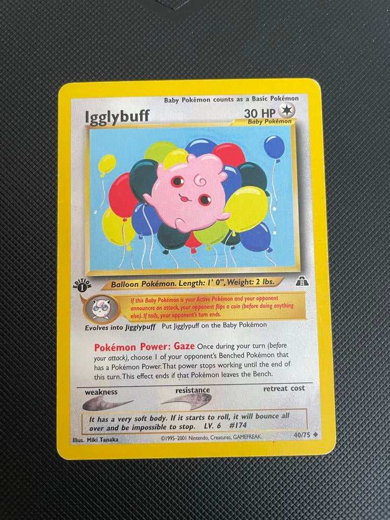 Igglybuff 40/75 1st Edition Neo Discovery Pokémon Kaart, Ophalen of Verzenden, Gebruikt, Losse kaart