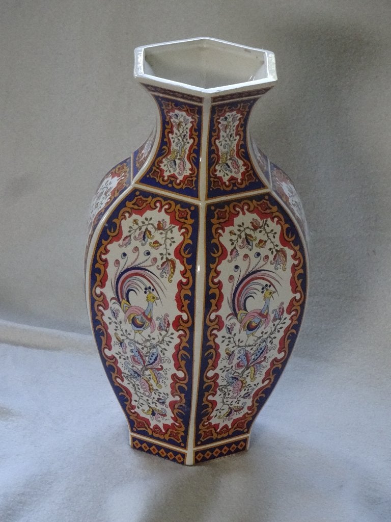 Grote Chinese vaas, zeshoekig., Gebruikt, 32 cm, Wit, Ophalen of Verzenden