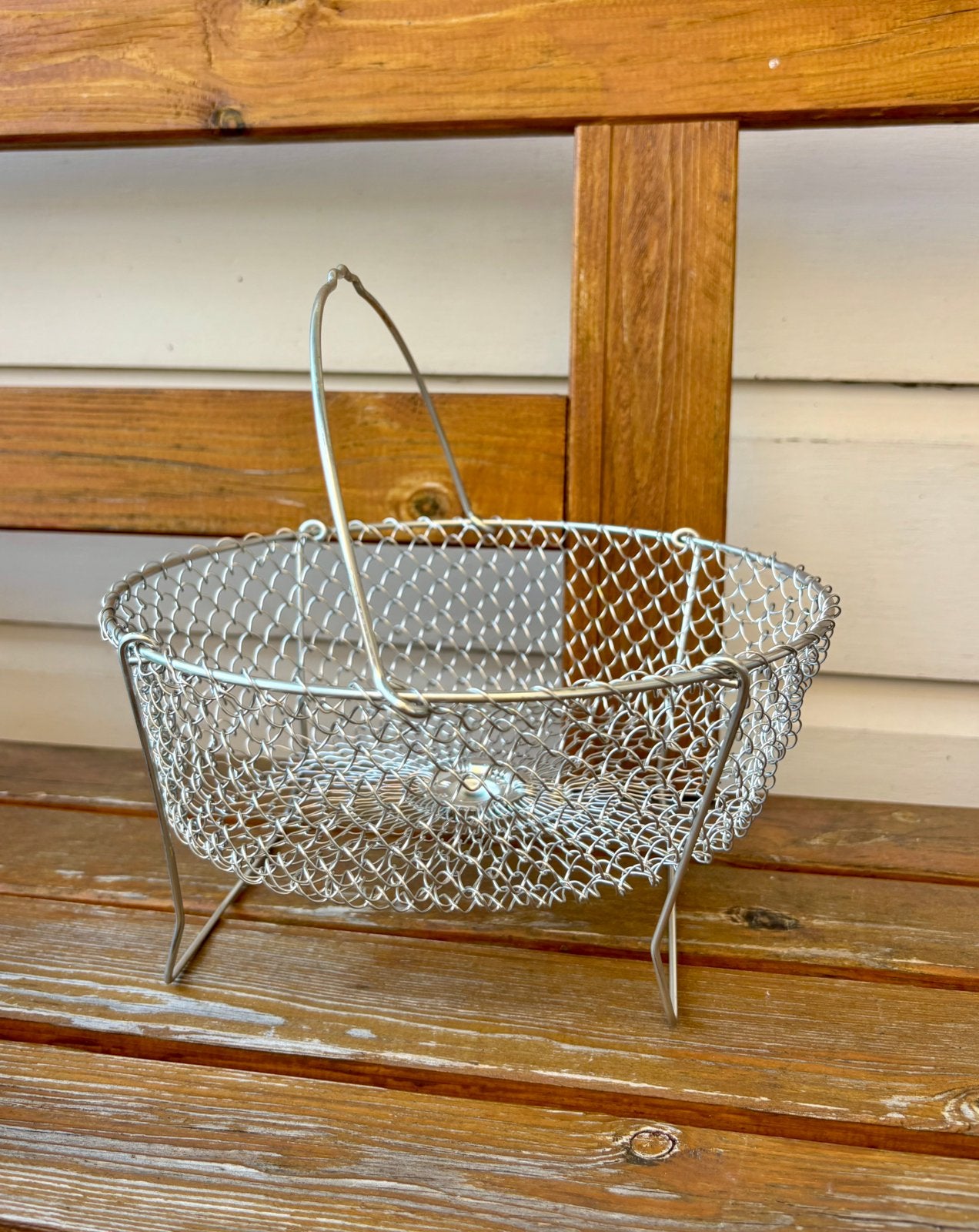Vintage metalen draadmand - made in france brocante, Ophalen of Verzenden