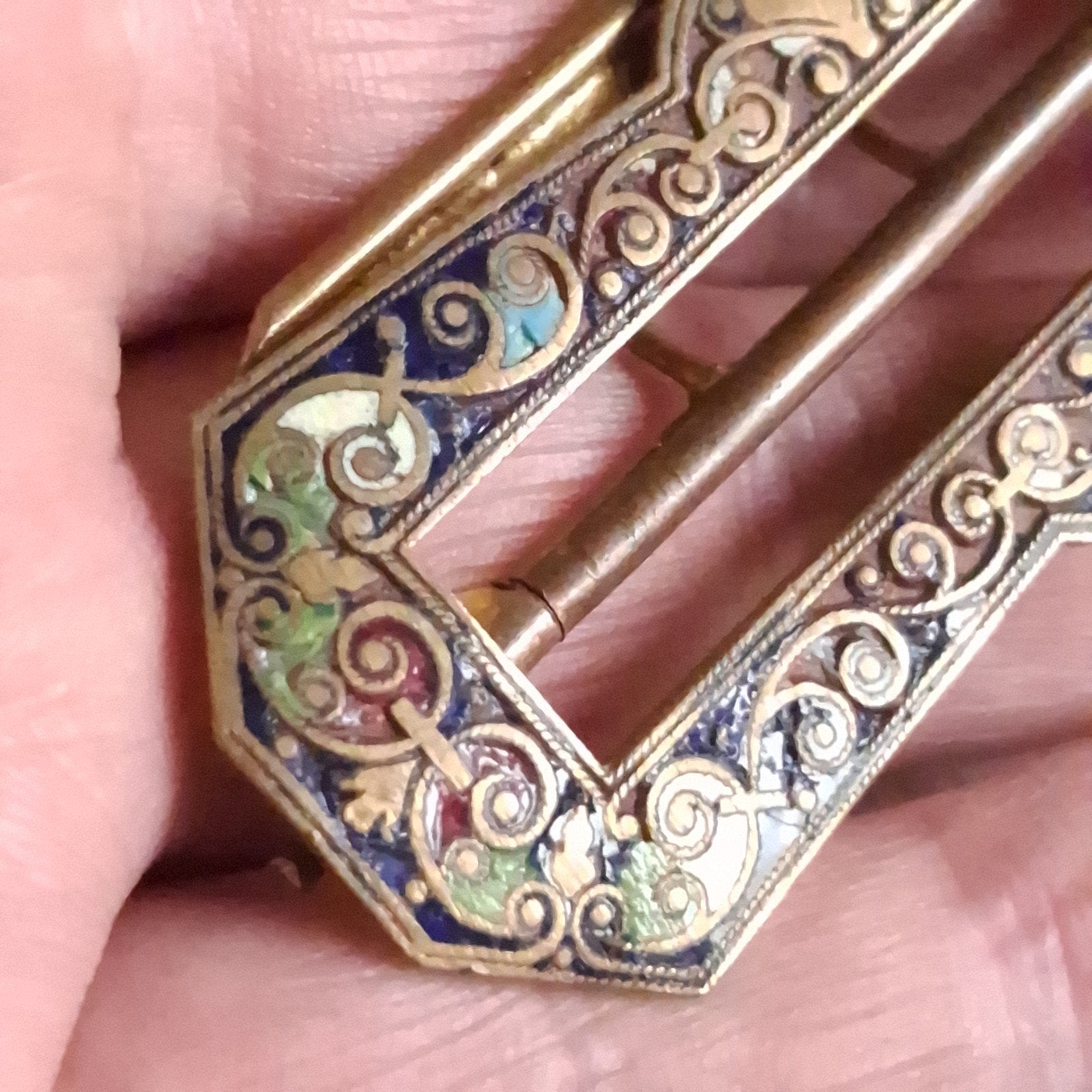 Antieke Chinese Cloisonné Riemgesp Art Nouveau, Verzenden, Overige materialen, Overige typen