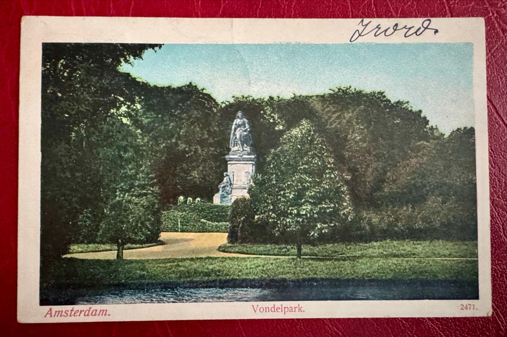 Oude Ansichtkaart Vondelpark Amsterdam Gelopen, Ophalen of Verzenden, Voor 1920, Gelopen, Noord-Holland