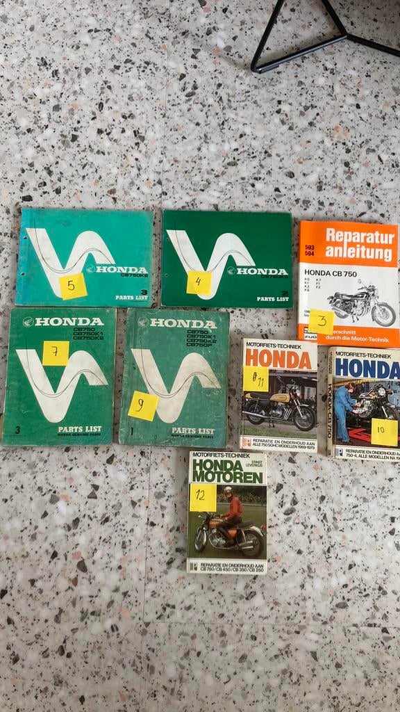 HONDA CB 750 parts list en onderhoudsboeken K0 t/m K7, Motoren, Handleidingen en Instructieboekjes, Ophalen of Verzenden
