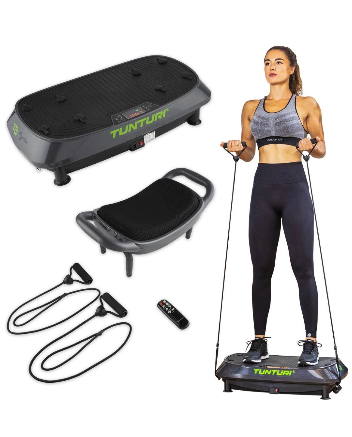 Tunturi Cardio Fit V20 Trilplaat met fitnessstoel, Sport en Fitness, Fitnessapparatuur, Ophalen, Zo goed als nieuw, Rug, Trilplaat