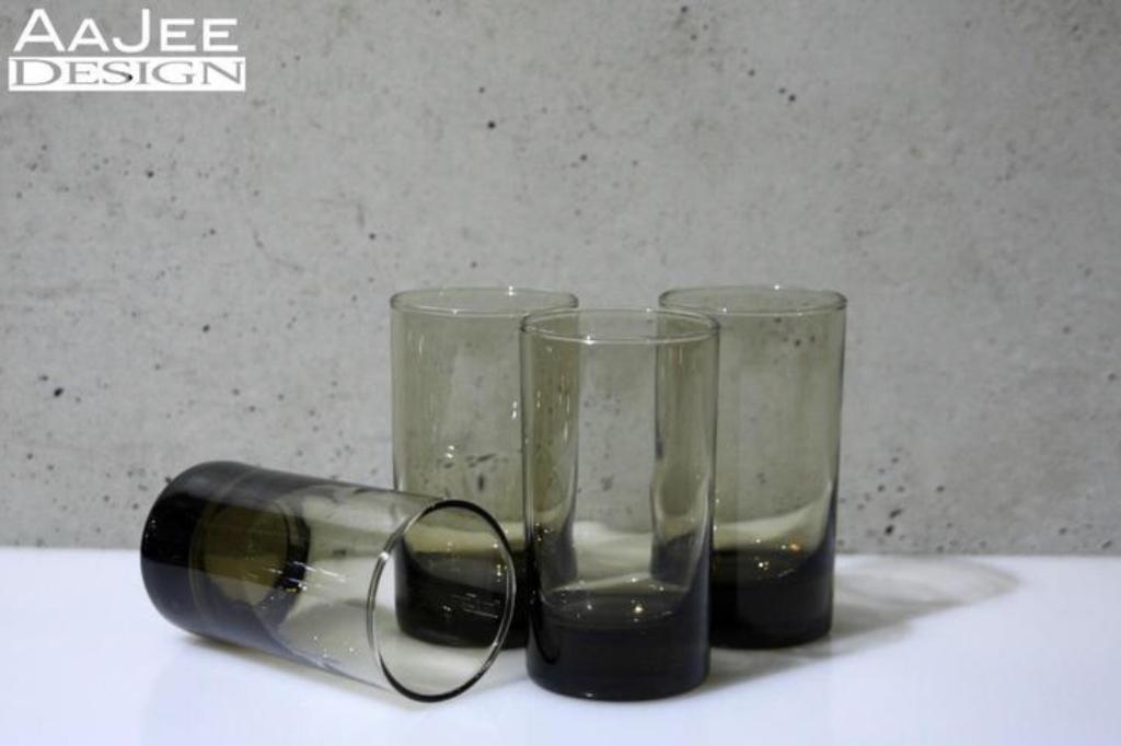 4 X Vintage rookglas shotglaasjes - Fume - Luminarc France, Ophalen of Verzenden, Zo goed als nieuw, Borrel- of Shotglas