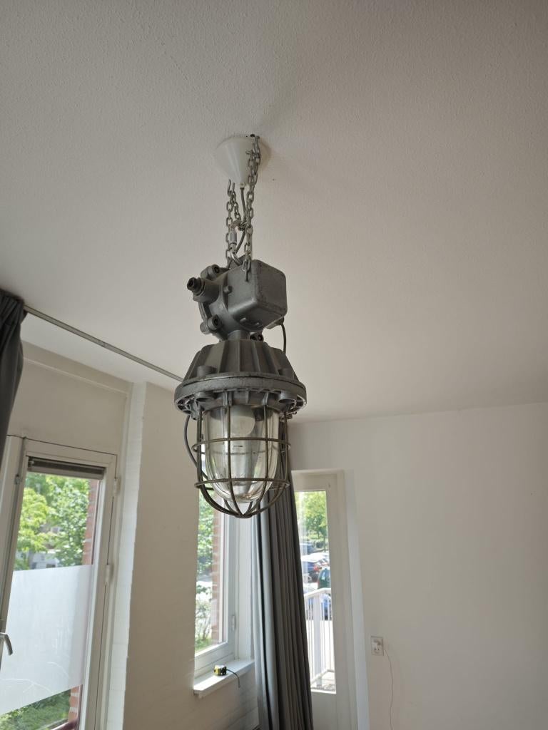 Industriële hanglamp, Huis en Inrichting, Ophalen, Zo goed als nieuw, Glas, Minder dan 50 cm