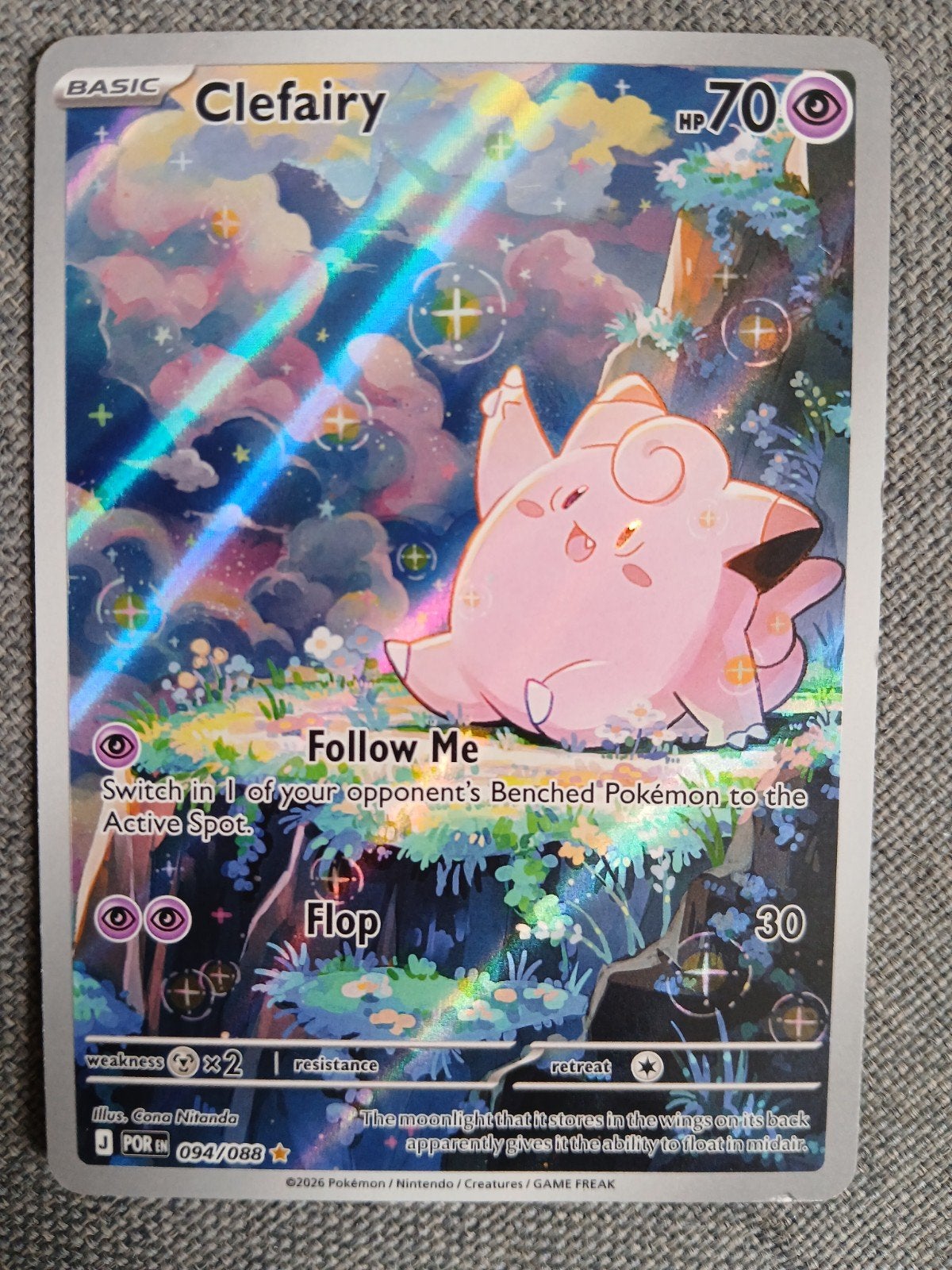 Pokémon Kaart Clefairy 094/088 J POR EN Foil, Ophalen, Zo goed als nieuw, Losse kaart, Foil