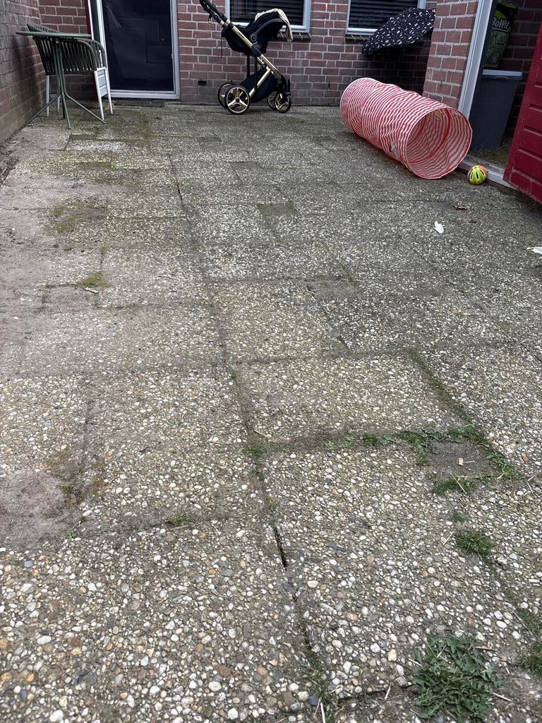 GRATIS: 45m2 grint tegels 60x40, Tuin en Terras, Tegels en Klinkers, Ophalen, Gebruikt, 10 m² of meer, Grind