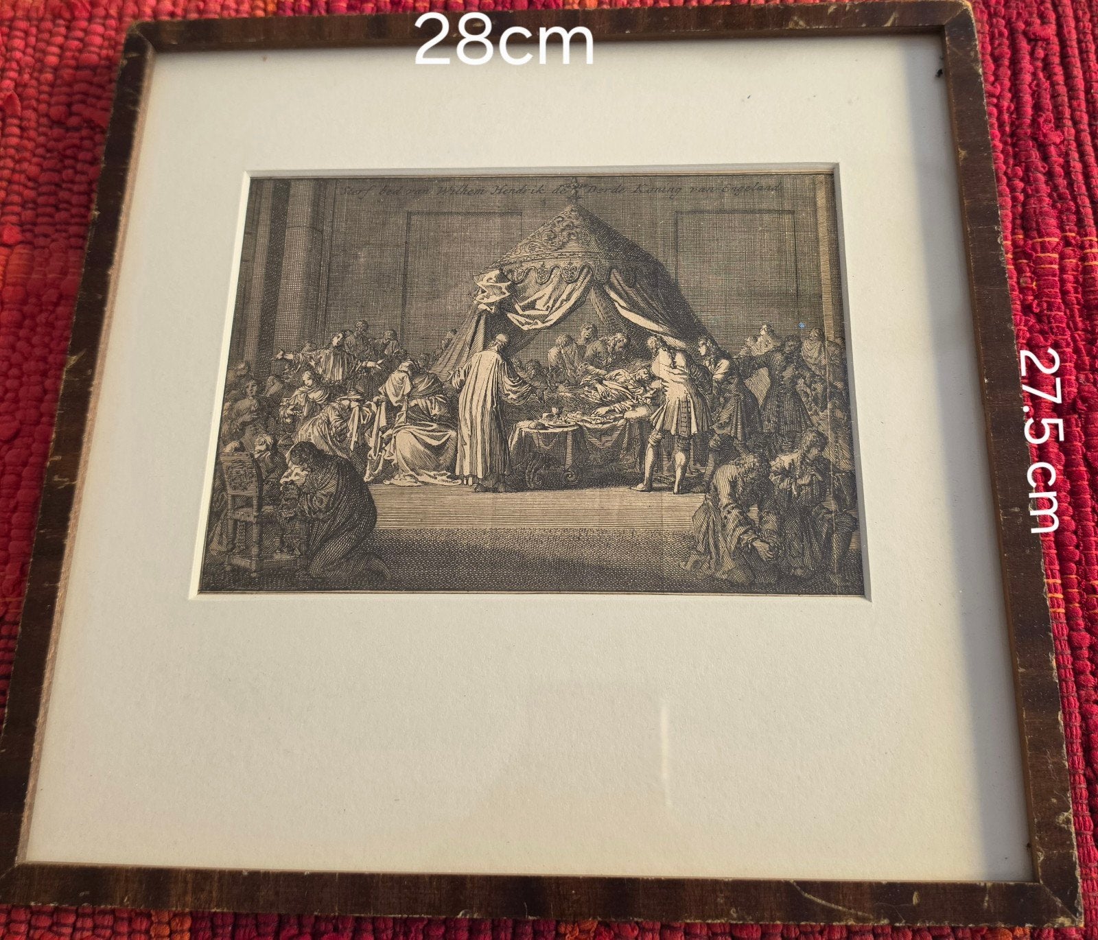 Sterfbed van Willem Hendrik de Derde Koning van Engeland., Antiek en Kunst, Ingelijst, Religie, Ophalen of Verzenden, Gravure