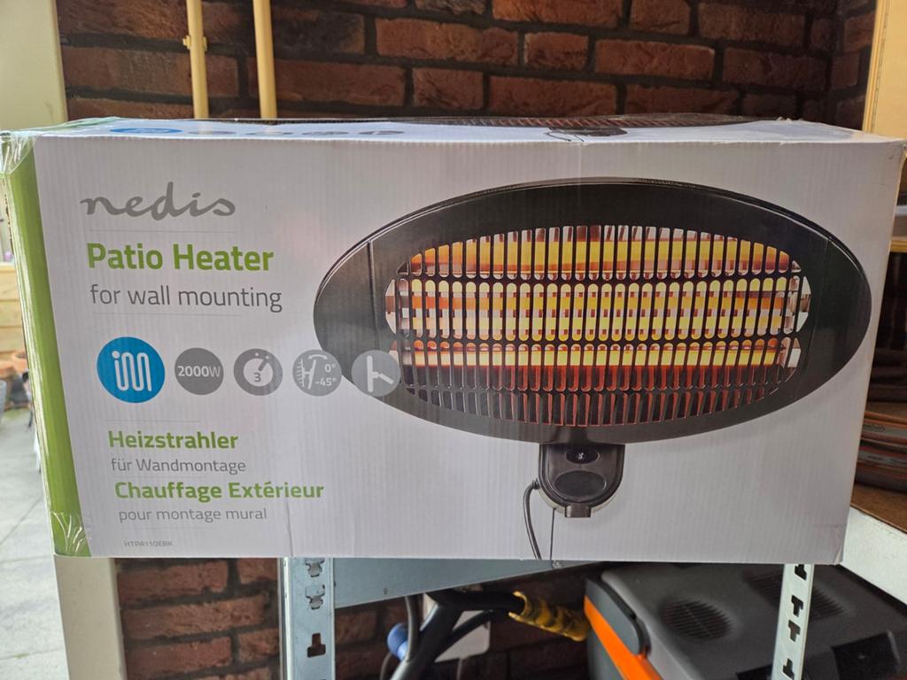 Nedis Patio Heater 2000W voor wandmontage, Tuin en Terras, Terrasverwarmers, Elektrisch, Nieuw, Ophalen of Verzenden, Waterbestendig