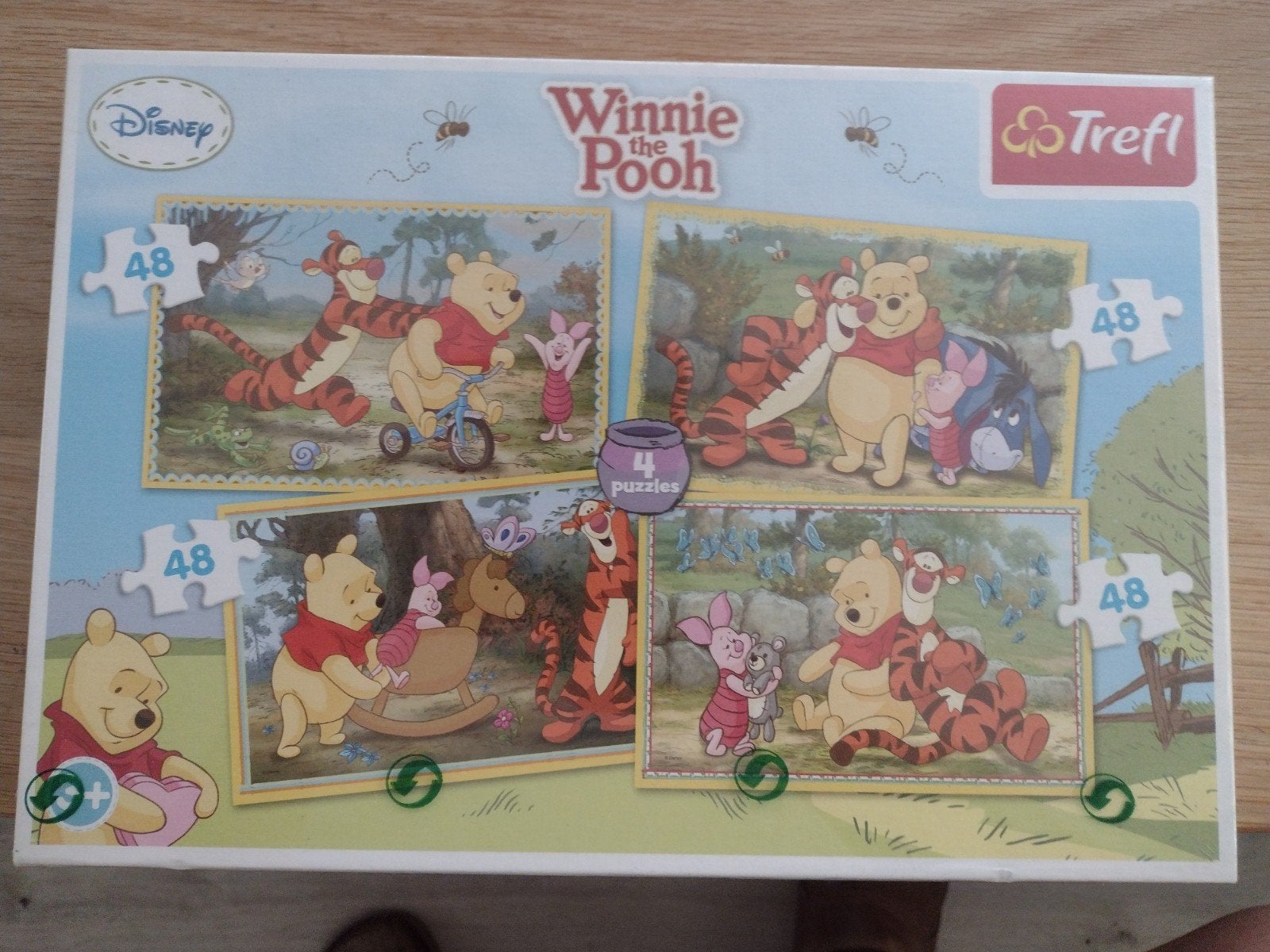 Winnie de Pooh puzzels. 4 in de doos. Zitten nog in folie., Ophalen of Verzenden, Minder dan 500 stukjes, Nieuw, Legpuzzel