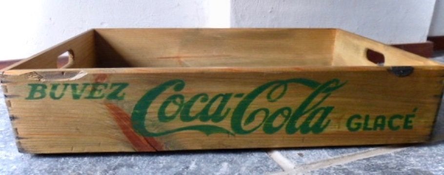 Coca Cola kist / dienblad / vintage / Frankrijk / Canada, Minder dan 50 cm, 50 tot 100 cm, Ophalen of Verzenden, Zo goed als nieuw