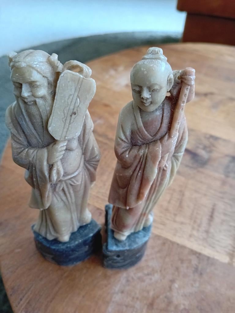 2 Antieke Beeldjes van Speksteen, Ophalen of Verzenden