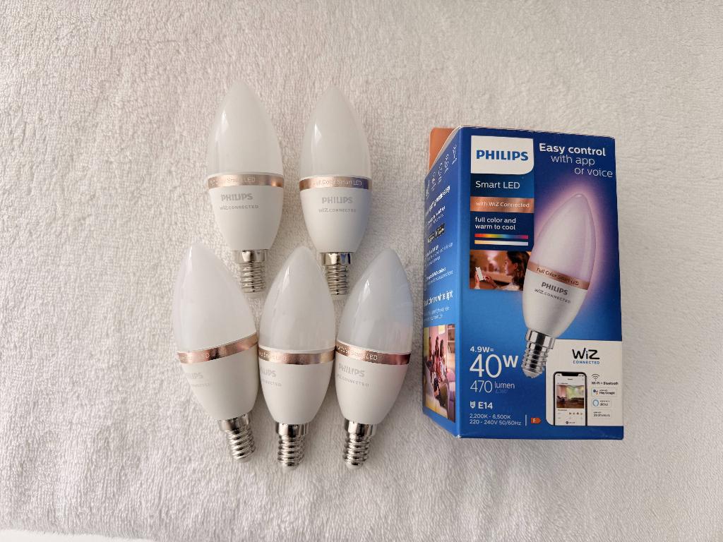 5x Philips WiZ Smart LED E14 – Full Color RGB & Wit, Ophalen, Zo goed als nieuw, E14 (klein), Led-lamp