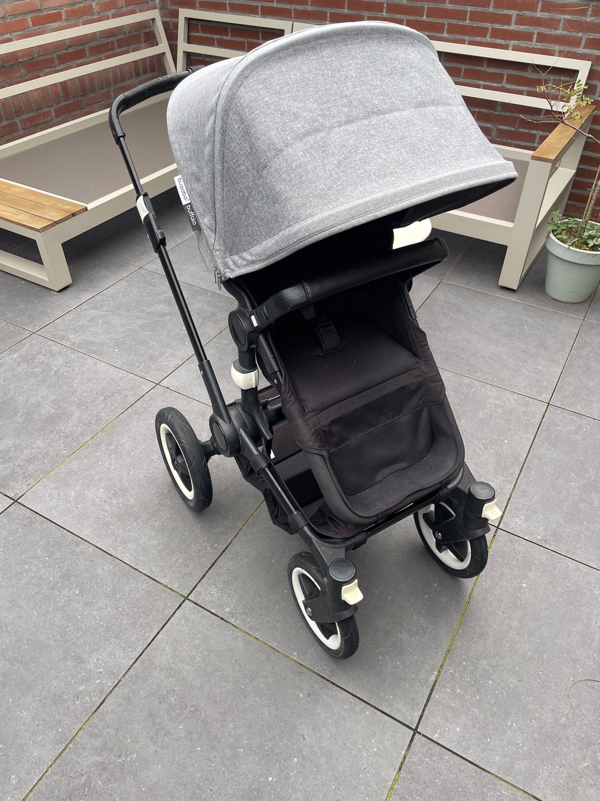 Bugaboo Buffalo kinderwagen compleet zwart/grijs, Ophalen, Gebruikt, Overige merken, Regenhoes