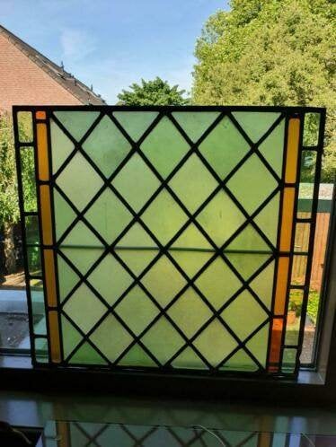 Groot Glas in lood paneel met wiebertje (3.1), Antiek en Kunst, Ophalen