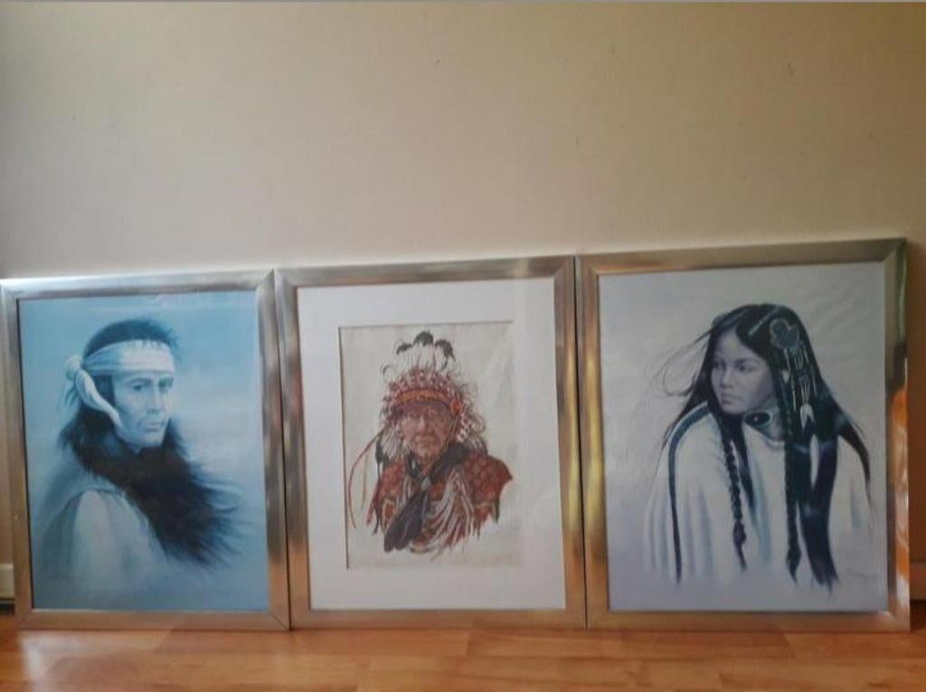 3 ingelijste fotos van indianen, Huis en Inrichting, Ophalen, Minder dan 50 cm, Schilderij