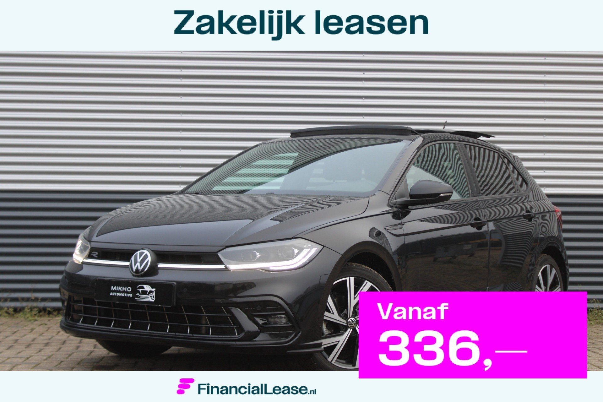 Volkswagen Polo 1.0 TSI 3x R-Line | Panoramadak | IQ Light |, Zwart, 1096 kg, Leder en Stof, Zwart