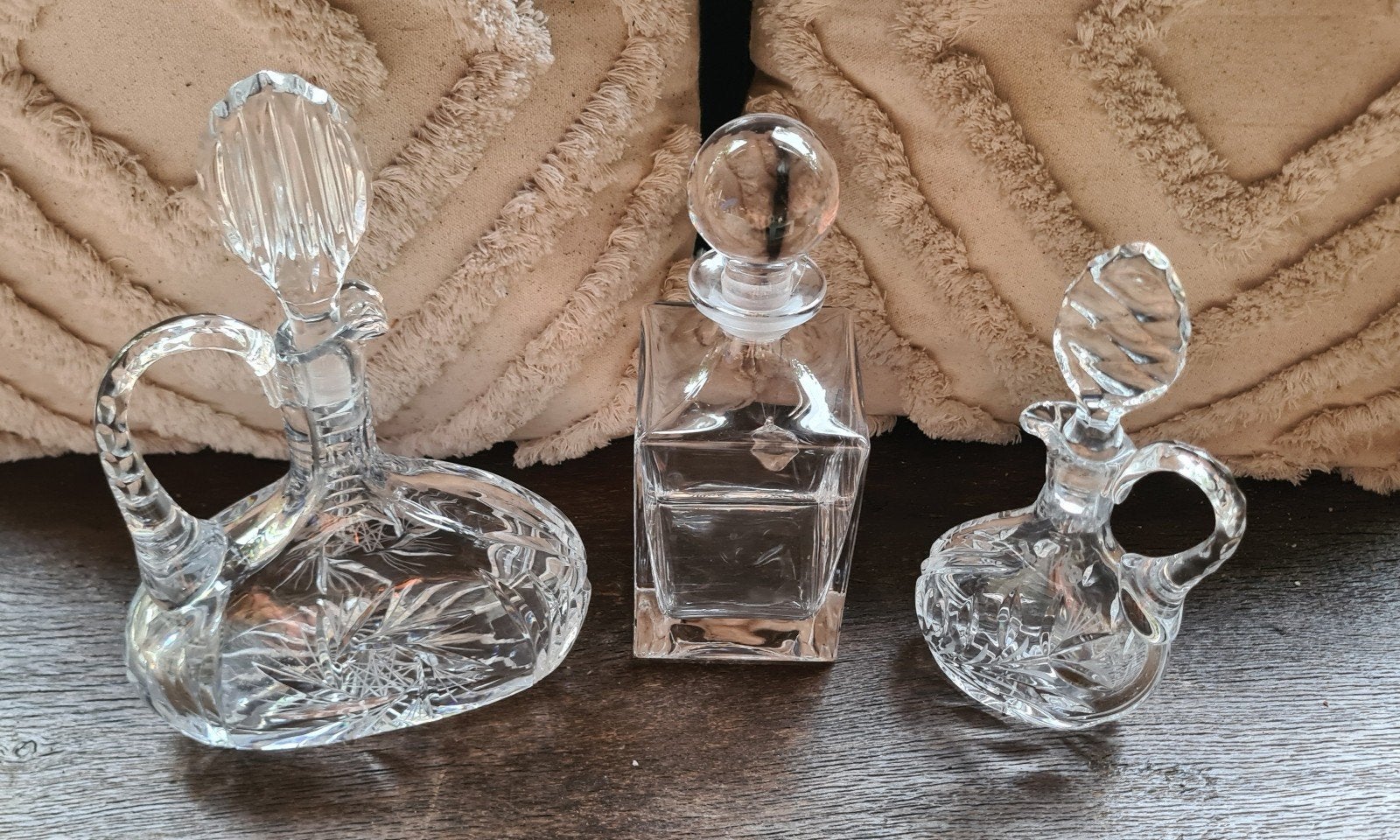 Set van 3 kristallen karaffen/flesjes, Ophalen of Verzenden