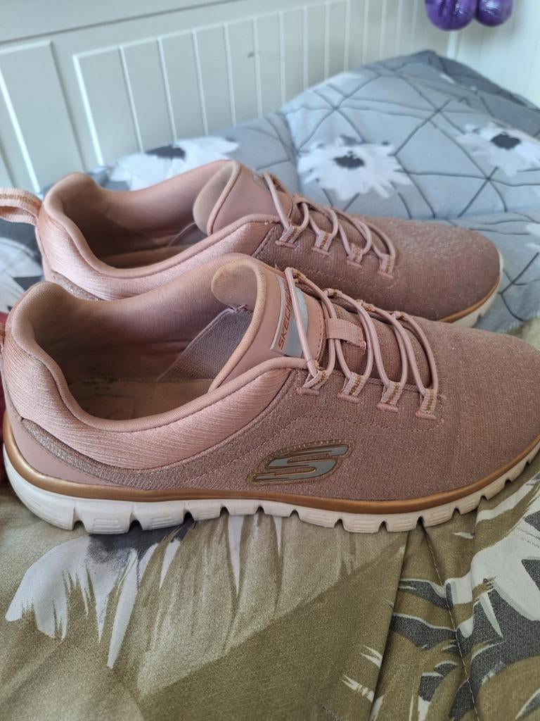 Skechers maat 40 rose glans stretch gympen, Ophalen of Verzenden, Gedragen, Roze, Sneakers of Gympen