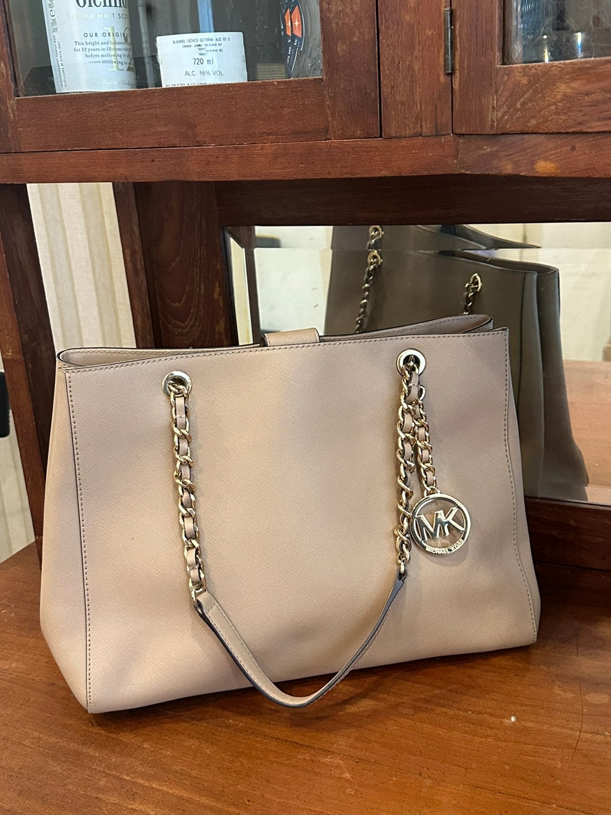 MK Michael Kors Jet Set Travel Large Chain Tote, Ophalen of Verzenden, Zo goed als nieuw, Groen