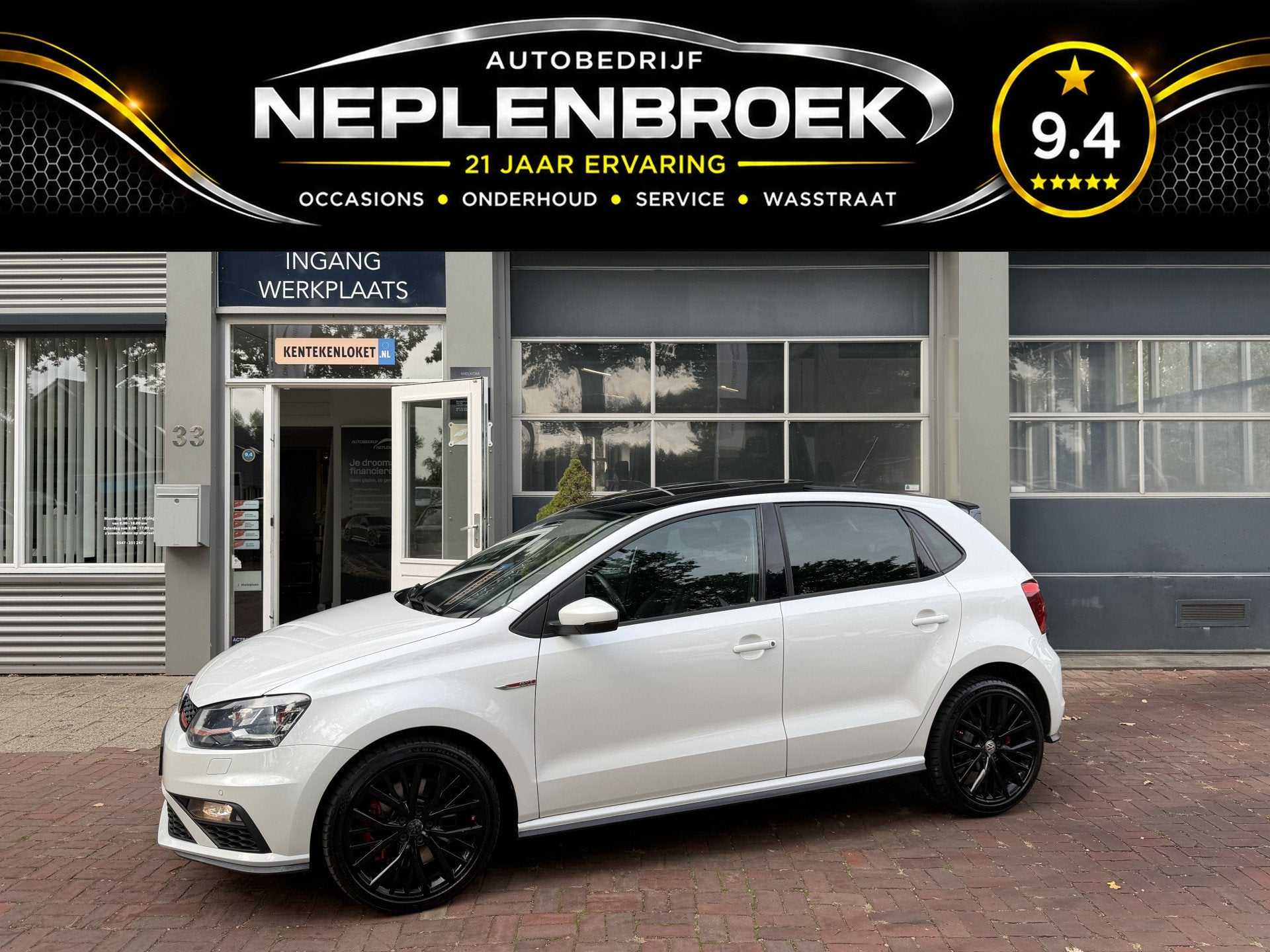 Volkswagen Polo 1.8 TSI GTI Automaat 200pk Bj 2015 Navi,Schu, Auto's, Dealer onderhouden, Stof, Gebruikt, Wit