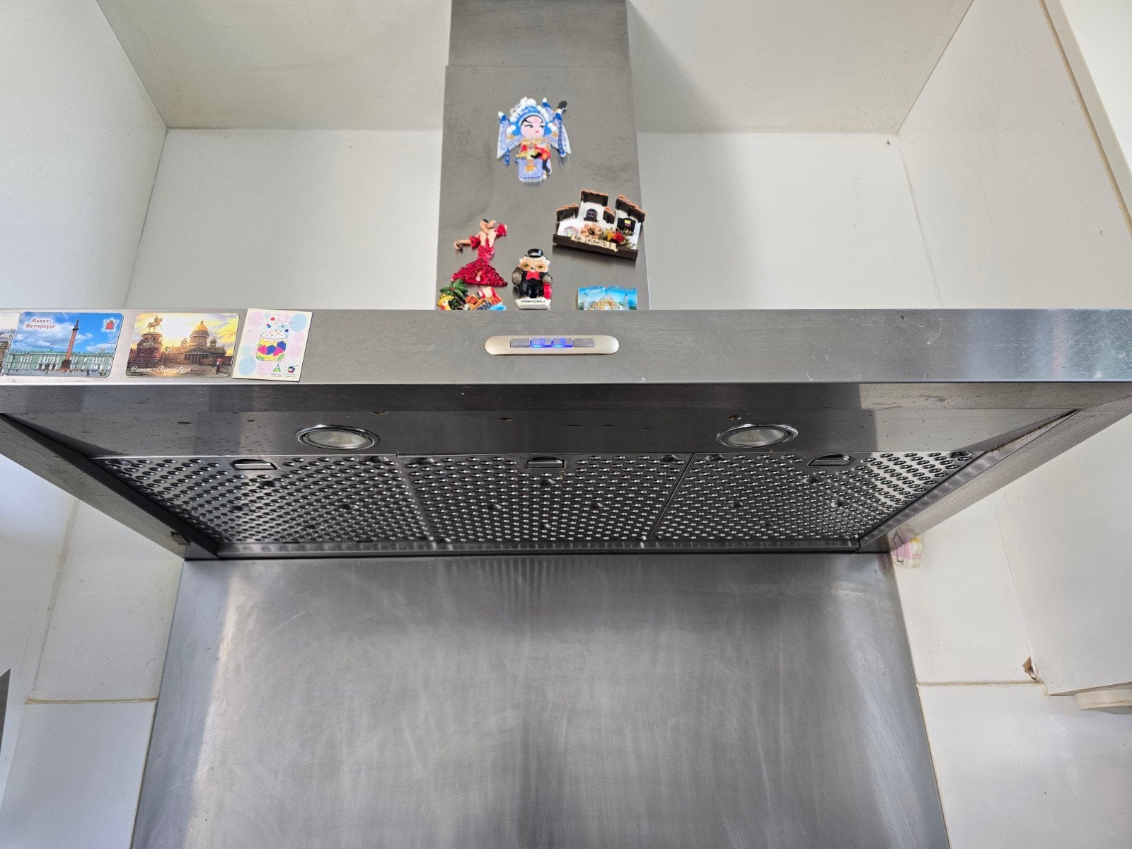 RVS Wandschouwkap 90cm breed, 50cm diep, Witgoed en Apparatuur, Afzuigkappen, Ophalen, Gebruikt, Vrijstaand, Wandschouwkap