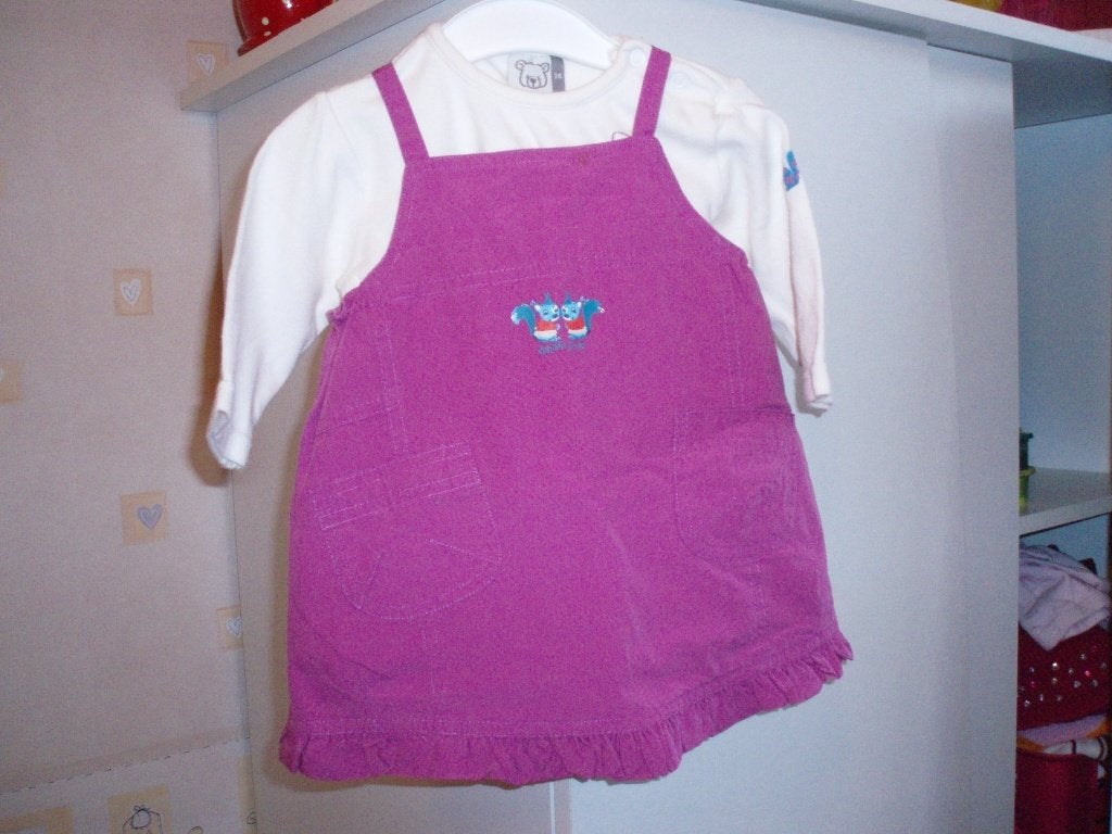 Schattige setje paarse jurkje jurk met witte shirtje maat 74, Ophalen of Verzenden, Nieuw, Meisje, Jurkje of Rokje