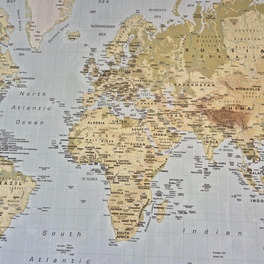 GROTE WERELDKAART VOOR AAN DE WAND, Landkaart, 1800 tot 2000, Wereld, Ophalen