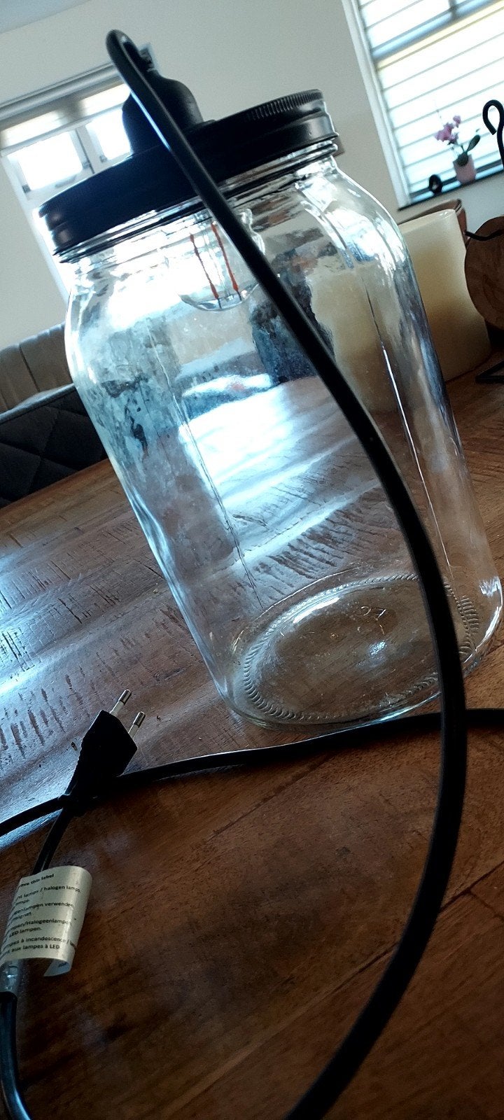 Glazen pot met deksel met verlichting, Ophalen of Verzenden