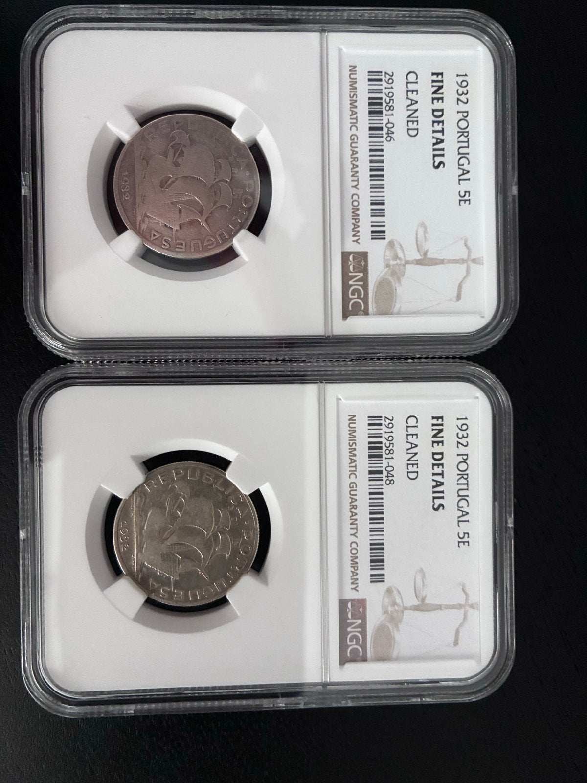 Set van 4 Portugese munten, NGC gecertificeerd, Ophalen of Verzenden