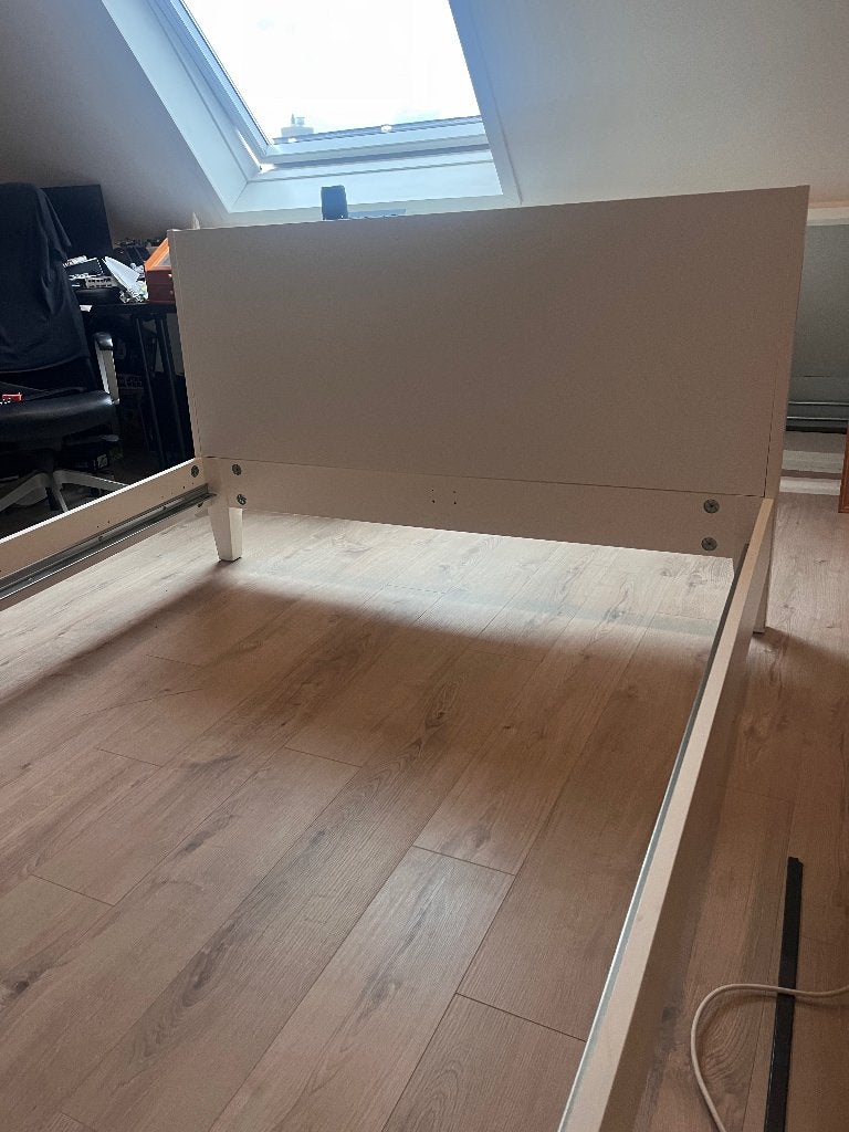 IKEA bedframe + 2 lattenbodems, Huis en Inrichting, Slaapkamer | Bedden, Ophalen, Gebruikt, Wit, Tweepersoons