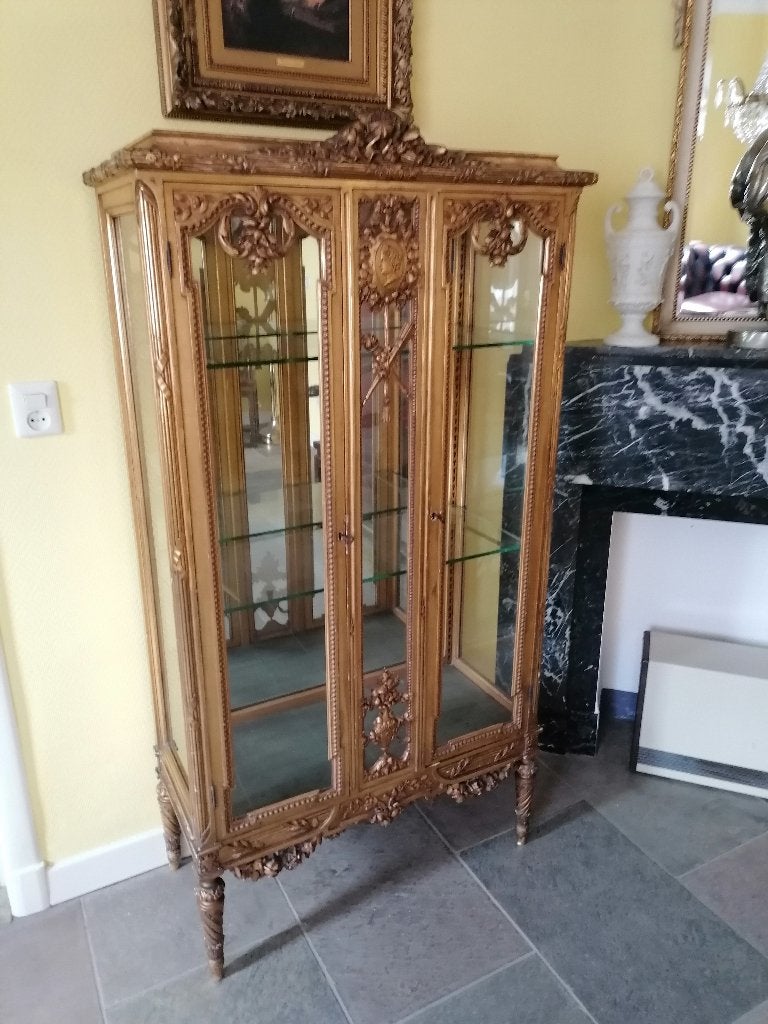 Exclusieve Napoleon III gildwood vitrine kast 1870, Ophalen