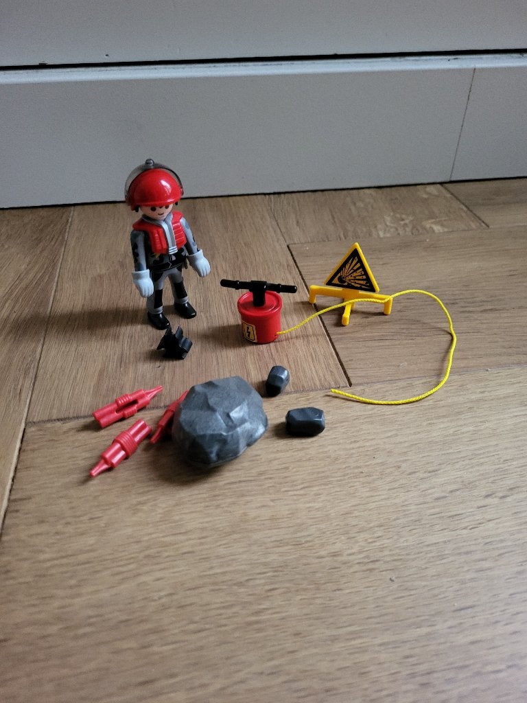 Playmobil mijnwerker met dynamiet en rotsen, Ophalen of Verzenden, Zo goed als nieuw, Complete set, Figuren
