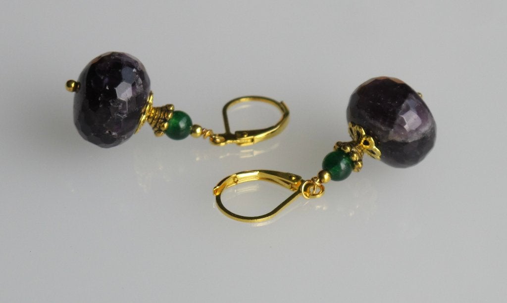 Prachtige oorbellen met gefacetteerde Amethist rondellen, Sieraden, Tassen en Uiterlijk, Overige materialen, Hangers, Verzenden