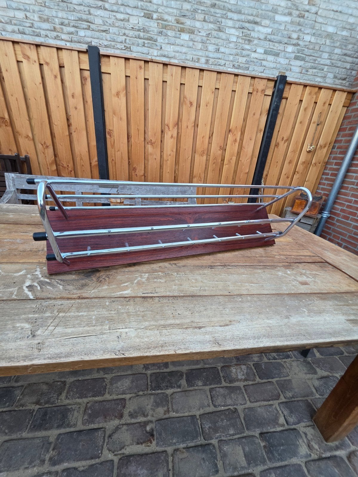 Retro kapstok met dubbele rij haken, Huis en Inrichting, Woonaccessoires | Kapstokken, Wandkapstok, Overige materialen, Gebruikt