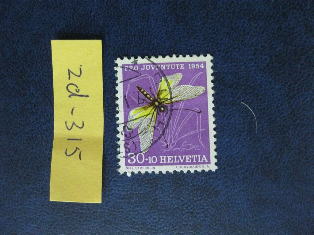 zwitserland - pro juventute / insect 1954 (zd-315), Ophalen of Verzenden, Gestempeld