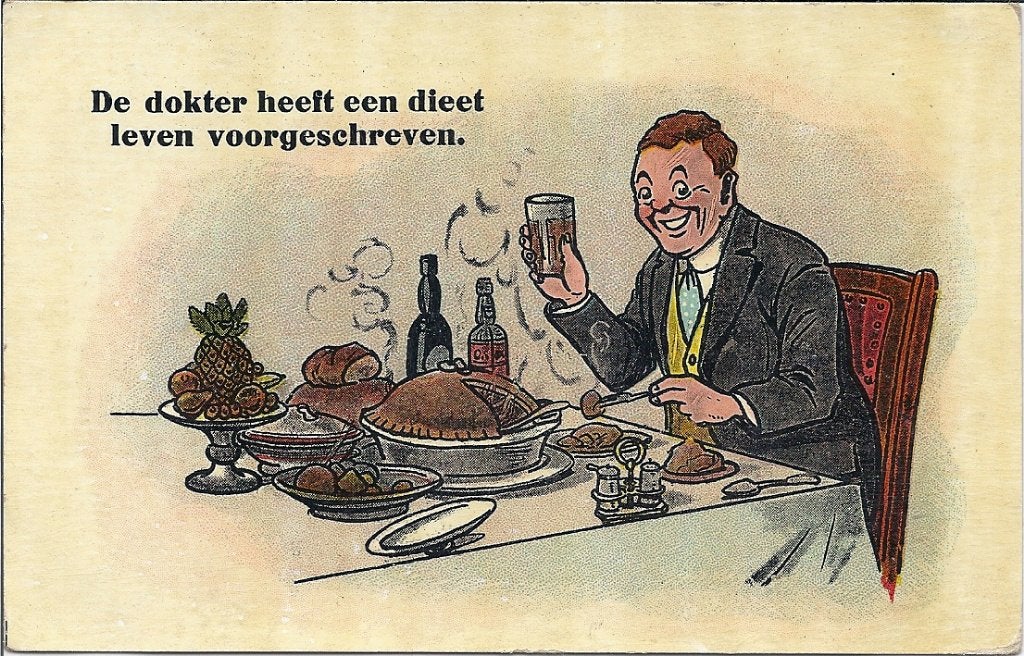 Leuke oude kaart De dokter heeft een dieet leven voorgeschre, Verzenden, Voor 1920, Ongelopen, Overige thema's