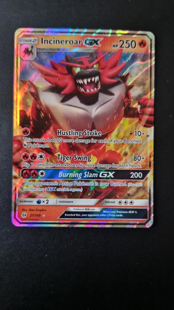 Incineroar GX 27/149 Sun&Moon Pokemon, Ophalen of Verzenden, Zo goed als nieuw, Losse kaart