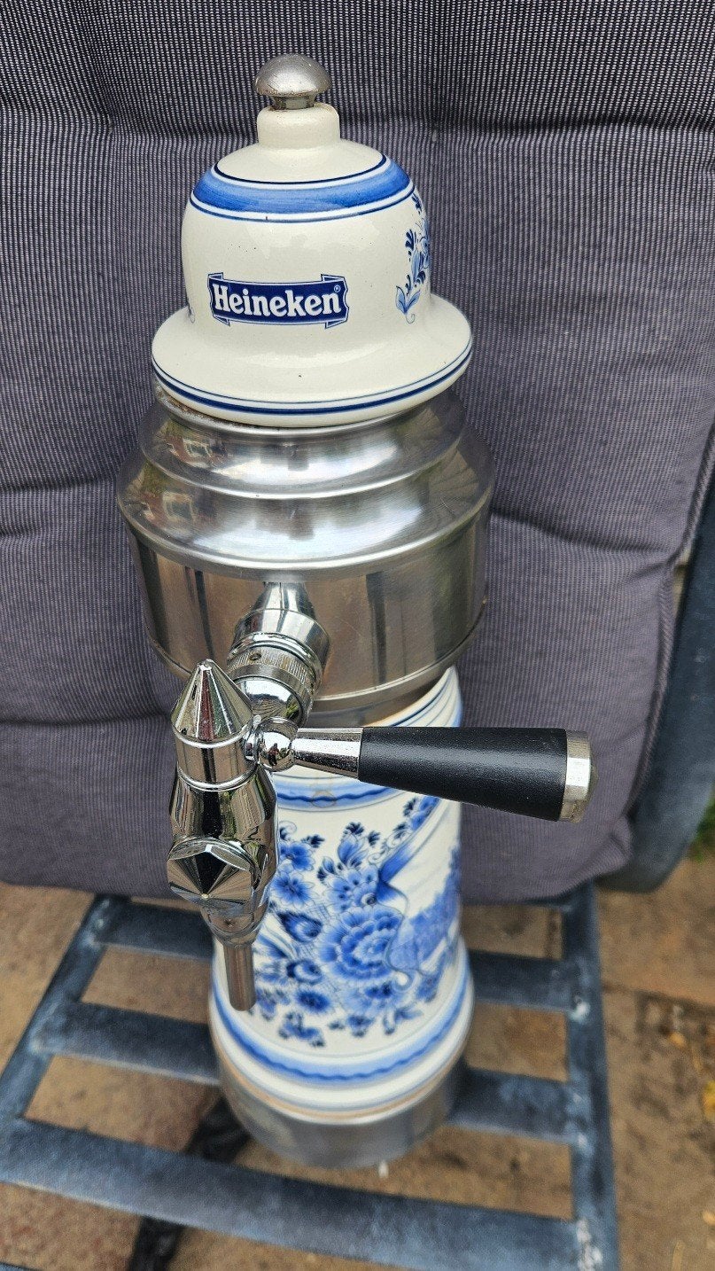 Unieke Heineken biertap in Delfts blauw, Antiek en Kunst, Ophalen