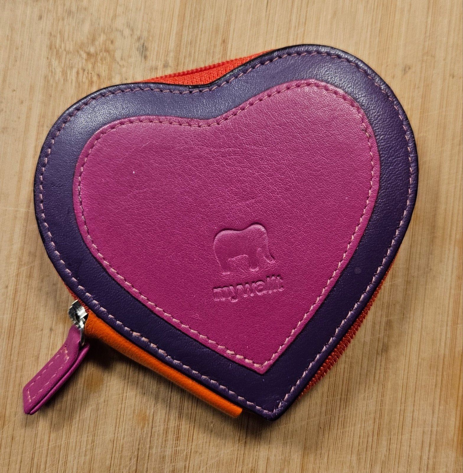Mywalit Hartvormig Portemonneetje Leer - Paars/Oranje, Overige merken, Verzenden, Paars, Nieuw