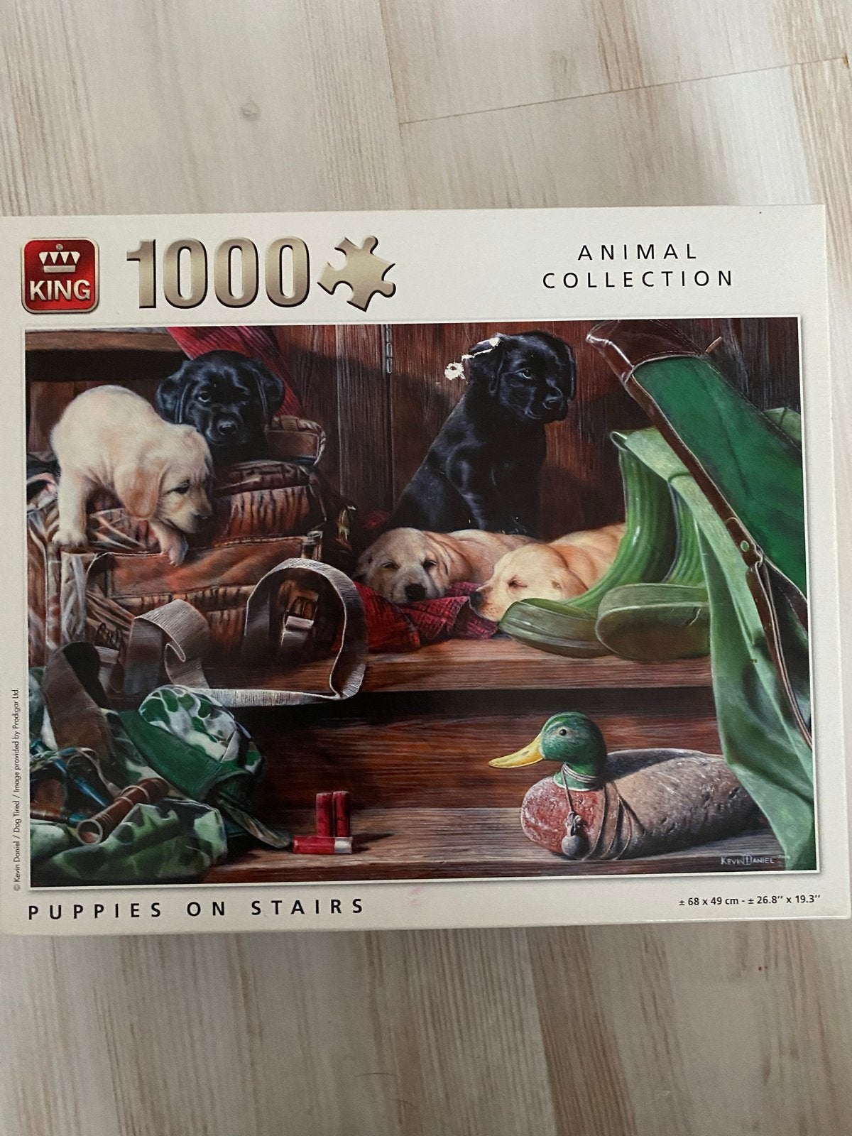 King Legpuzzel 1000 stukjes - Puppies on Stairs, Ophalen, 500 t/m 1500 stukjes, Gebruikt, Legpuzzel