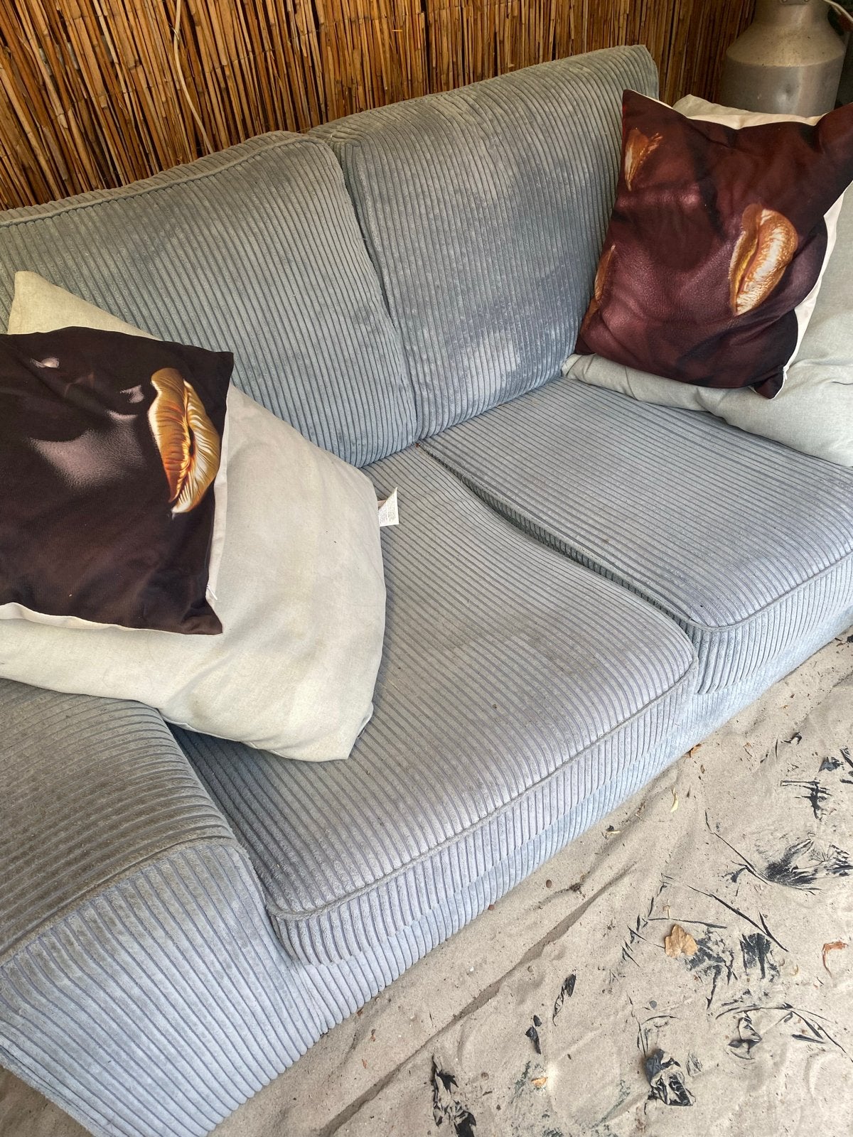 Comfortabele ribstof bank - 2-zits, Ophalen, Gebruikt, 150 tot 200 cm, Tweepersoons