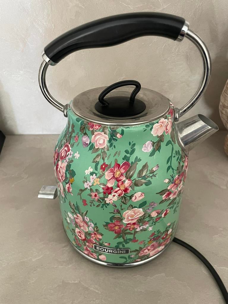 Bourgini Waterkoker Bloemen Mint Groen - Stijlvol & Function, 1 tot 2 liter, Ophalen of Verzenden, Zo goed als nieuw, Draadloos