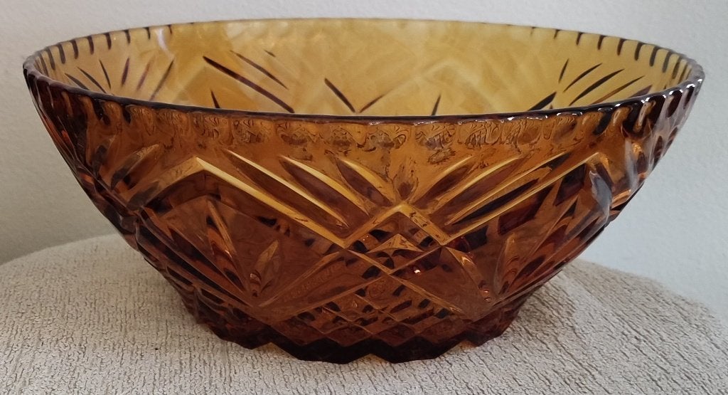 Grote glazen schaal - France; amber, Antiek en Kunst, Ophalen of Verzenden