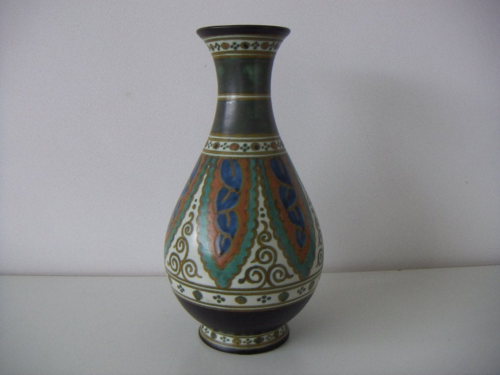 Zuid Holland Gouda plateel keramiek vaas jr.1924. Collier., Antiek en Kunst, Antiek | Keramiek en Aardewerk, Ophalen of Verzenden