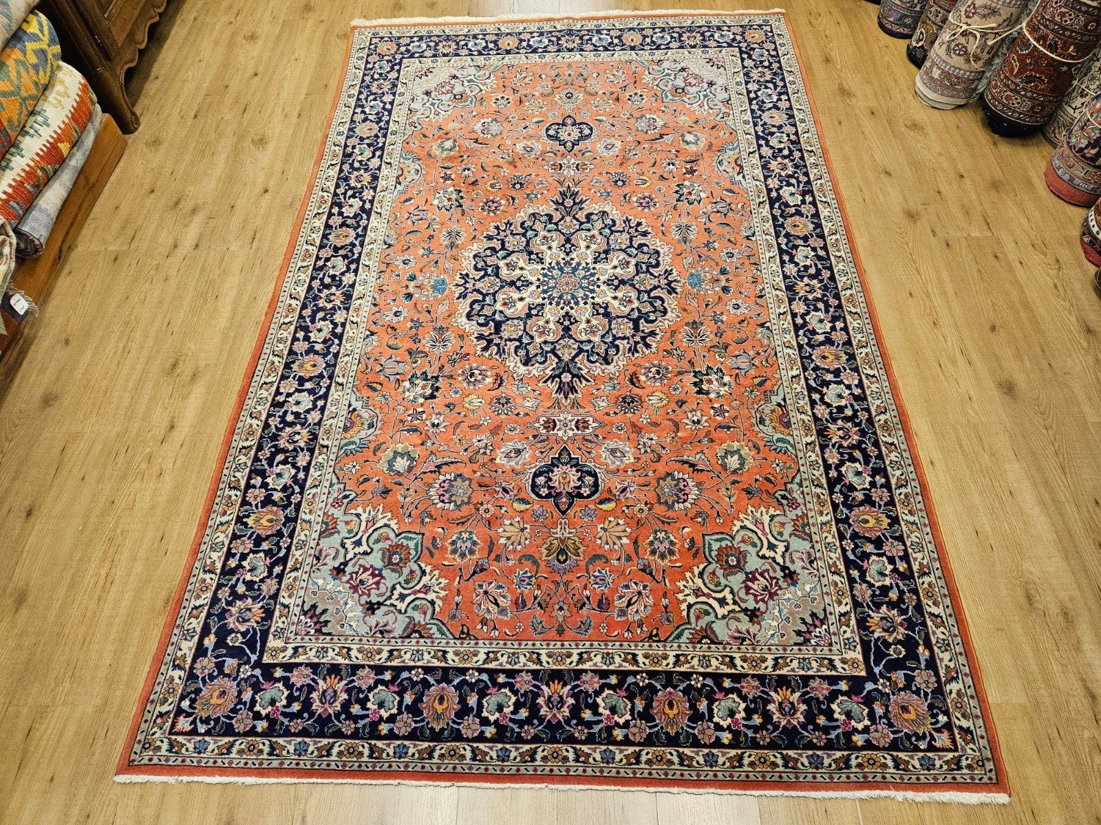 Vintage handgeknoopt perzisch tapijt tabriz 50raj 286x178, Info@SlatsAntiek.nl, Tweedehands, Perzisch, 150 tot 200 cm