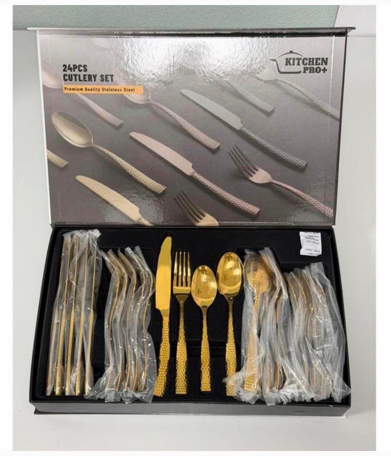 24-delige Kitchen Pro Bestekset Goudkleurig goud Luxe Design, P, Bestekset, P, P